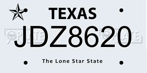 JDZ8620 Texas License Plate