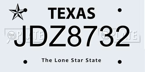 JDZ8732 Texas License Plate