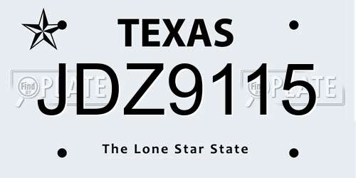 JDZ9115 Texas License Plate