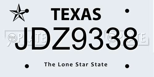 JDZ9338 Texas License Plate