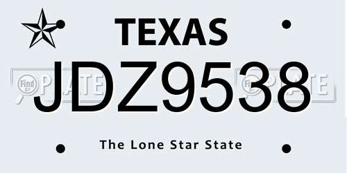 JDZ9538 Texas License Plate