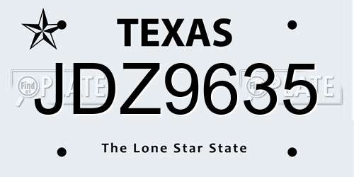 JDZ9635 Texas License Plate