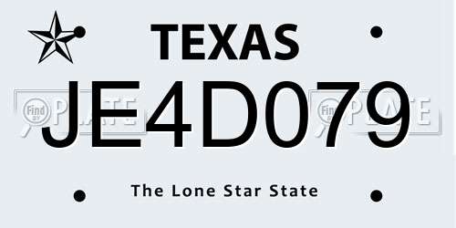 JE4D079 Texas License Plate