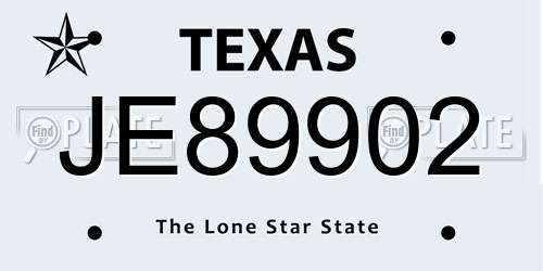 JE89902 Texas License Plate