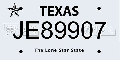 JE89907 Texas License Plate