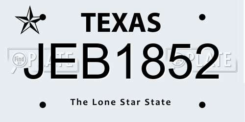 JEB1852 Texas License Plate