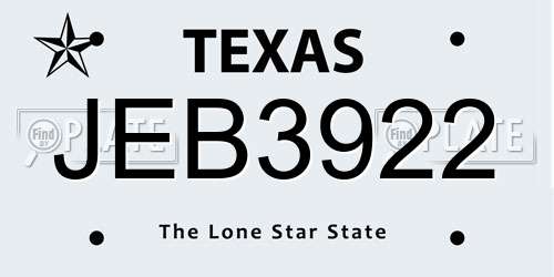 JEB3922 Texas License Plate