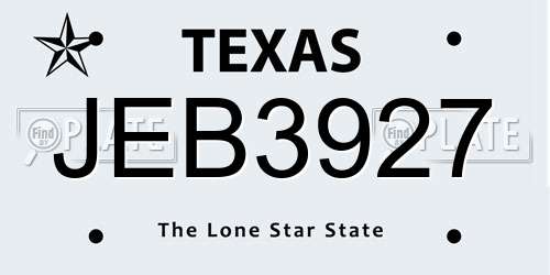 JEB3927 Texas License Plate