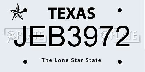 JEB3972 Texas License Plate