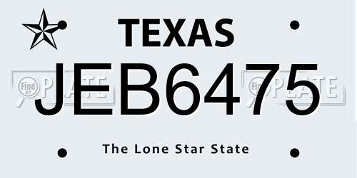 JEB6475 Texas License Plate
