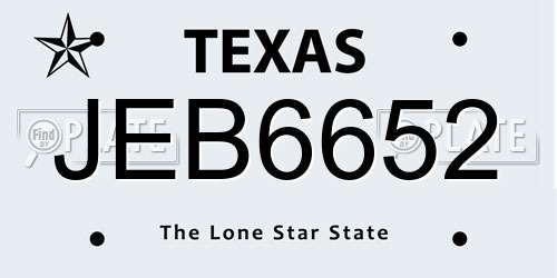 JEB6652 Texas License Plate