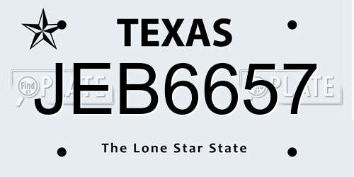 JEB6657 Texas License Plate