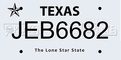 JEB6682 Texas License Plate