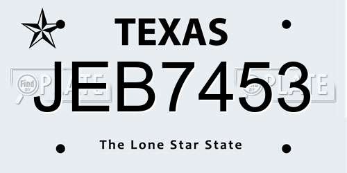 JEB7453 Texas License Plate