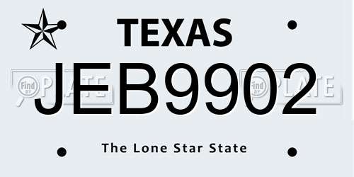 JEB9902 Texas License Plate