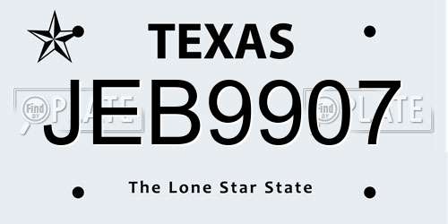 JEB9907 Texas License Plate