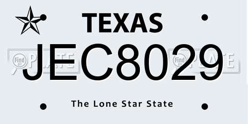 JEC8029 Texas License Plate