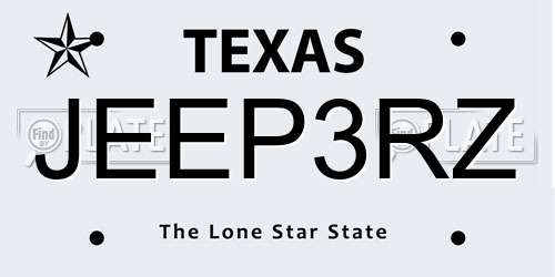 JEEP3RZ Texas License Plate