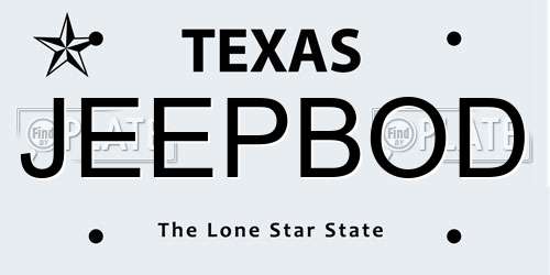 JEEPBOD Texas License Plate