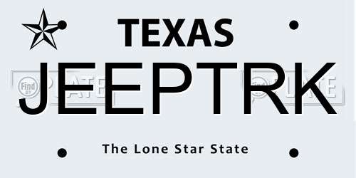 JEEPTRK Texas License Plate