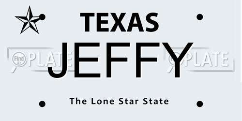 JEFFY Texas License Plate
