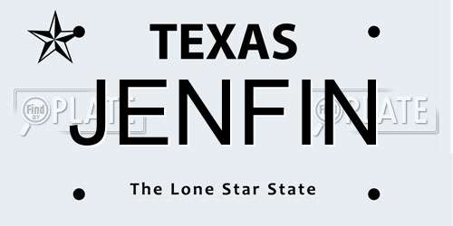 JENFIN Texas License Plate