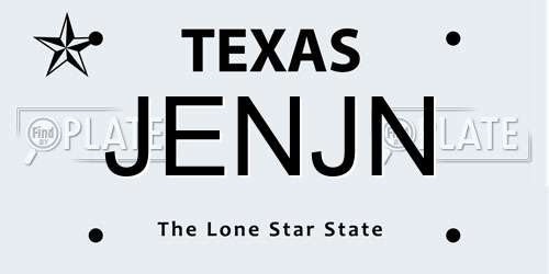 JENJN Texas License Plate