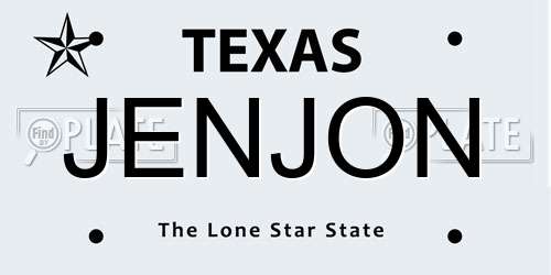 JENJON Texas License Plate