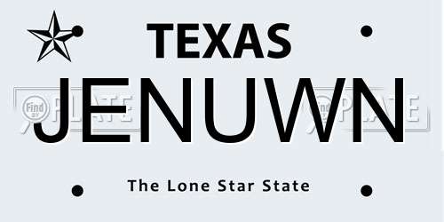 JENUWN Texas License Plate