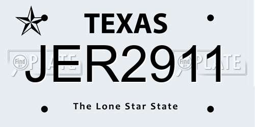 JER2911 Texas License Plate