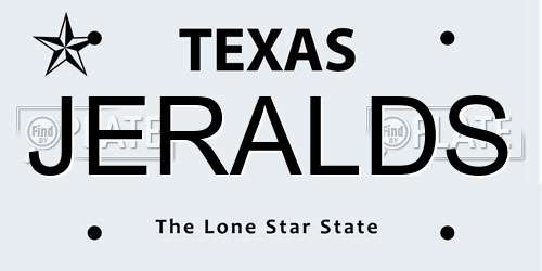 JERALDS Texas License Plate