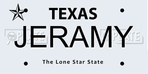 JERAMY Texas License Plate