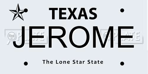 JEROME Texas License Plate