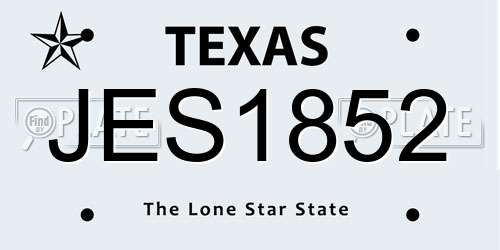 JES1852 Texas License Plate