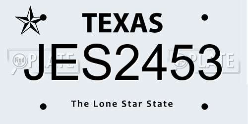 JES2453 Texas License Plate