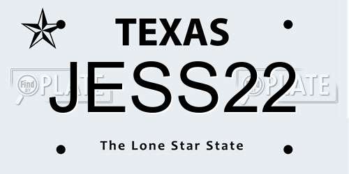 JESS22 Texas License Plate