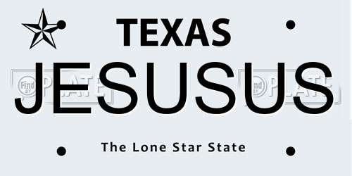 JESUSUS Texas License Plate