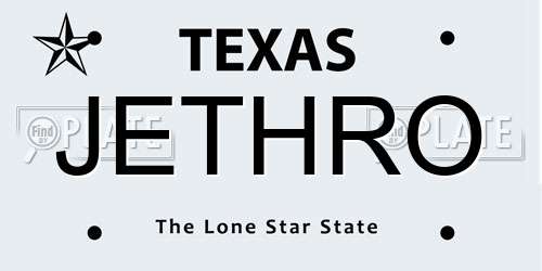JETHRO Texas License Plate