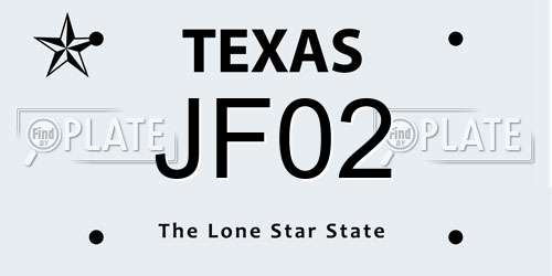 JF02 Texas License Plate