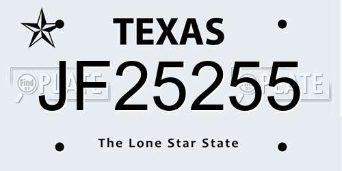 JF25255 Texas License Plate