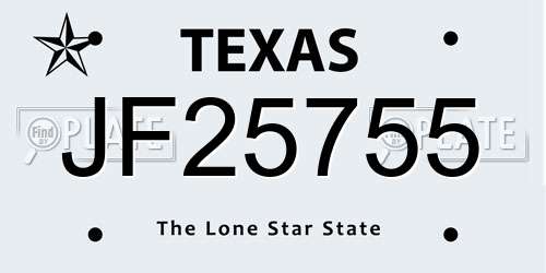 JF25755 Texas License Plate
