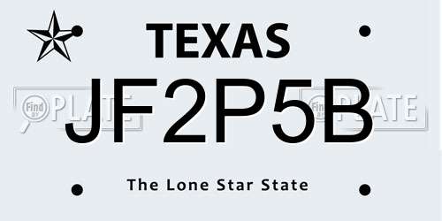 JF2P5B Texas License Plate