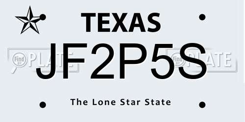 JF2P5S Texas License Plate