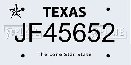 JF45652 Texas License Plate