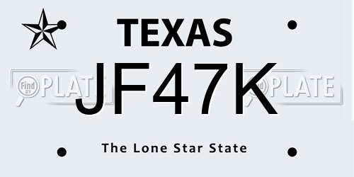 JF47K Texas License Plate
