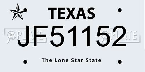 JF51152 Texas License Plate