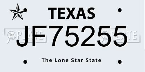 JF75255 Texas License Plate