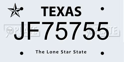 JF75755 Texas License Plate