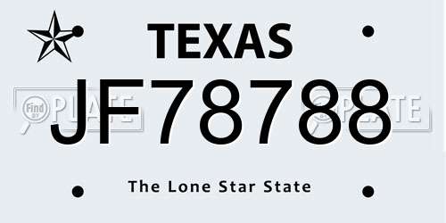 JF78788 Texas License Plate