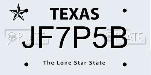 JF7P5B Texas License Plate